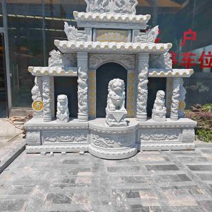 定西芝麻白中国黑石材套墓 花岗岩墓碑