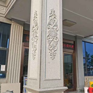 定西芝麻白别墅雕刻柱子  黄金麻