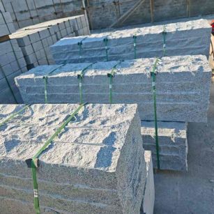 定西芝麻白自然面整石 坐凳