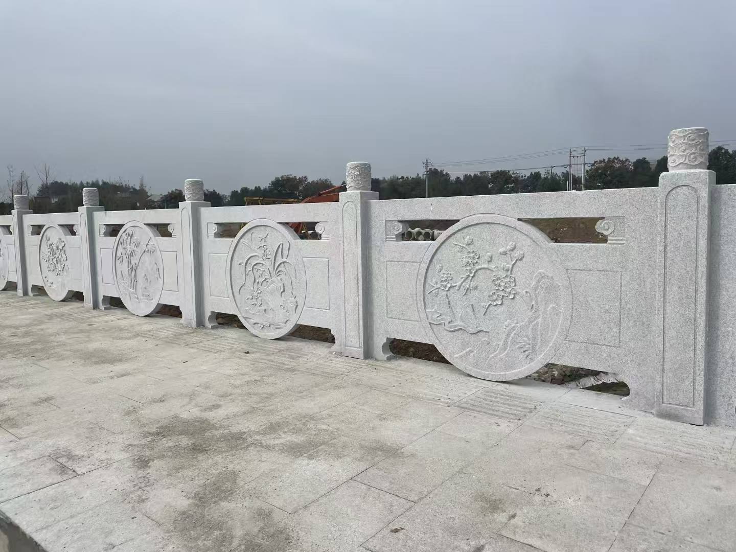 定西芝麻白河道栏杆 石材栏杆